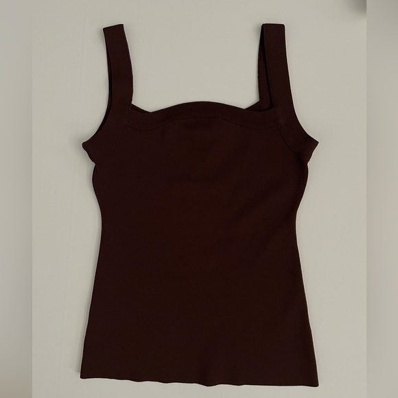 RECTO Brown Curved Neck Tank Top Ribbed knit medium - Picture 5 of 7